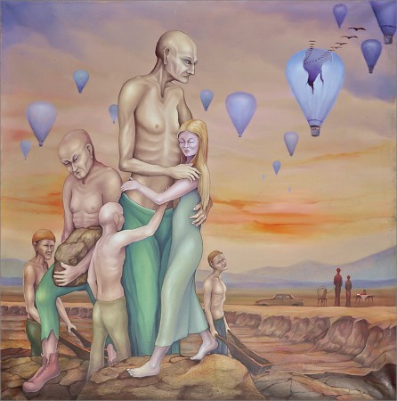 BALLONOK 100x100 cm. olaj, vászon